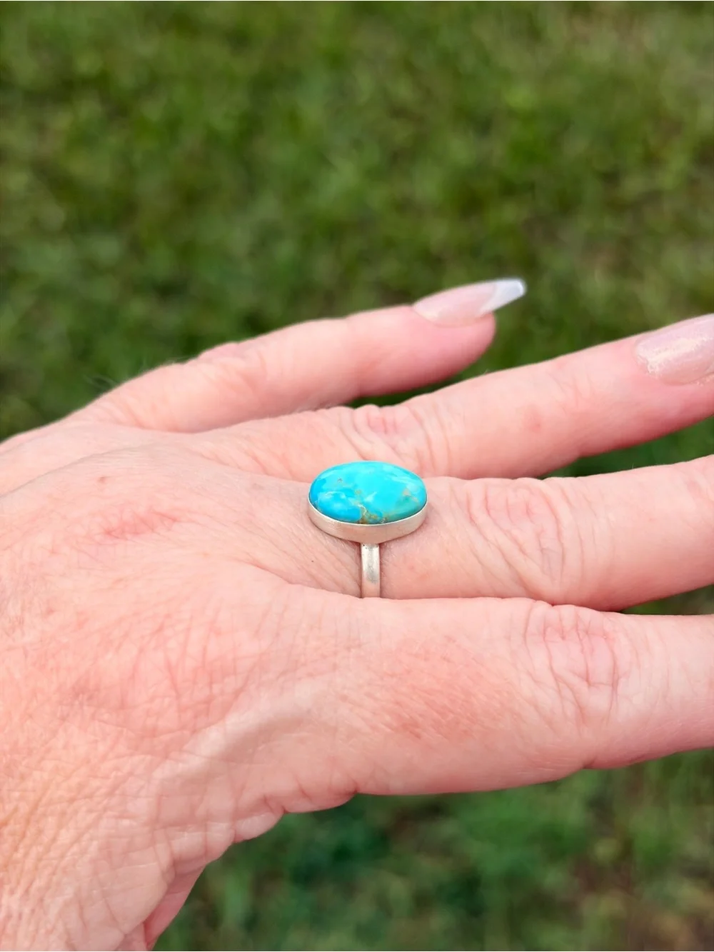 925 Sterling Silver Turquoise Oval Ring